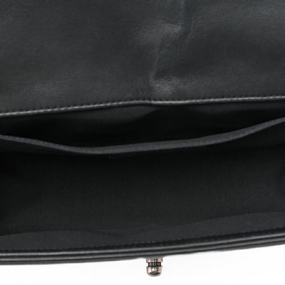 CHANEL Lambskin x Studs Boy Chanel Chain Shoulder Black Silver-Tone Hardware, Pre-Owned