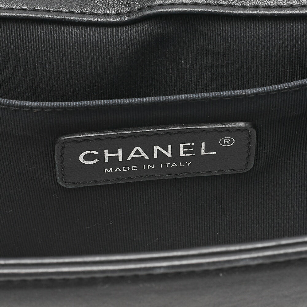 CHANEL Lambskin x Studs Boy Chanel Chain Shoulder Black Silver-Tone Hardware, Pre-Owned