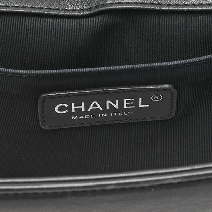 CHANEL Lambskin x Studs Boy Chanel Chain Shoulder Black Silver-Tone Hardware, Pre-Owned