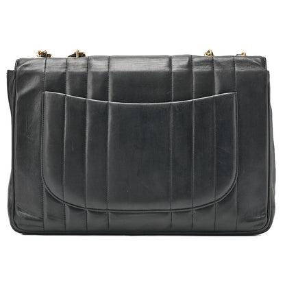 CHANEL Chain Shoulder Bag Coco Mark Deca Matelasse  30cm Mademoiselle Single Flap Lambskin Black Gold-Tone Hardware, Pre-Owned