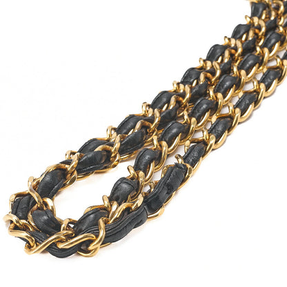 CHANEL Chain Shoulder Bag Coco Mark Deca Matelasse  30cm Mademoiselle Single Flap Lambskin Black Gold-Tone Hardware, Pre-Owned