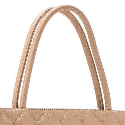 CHANEL Matelasse Reprint Tote Bag Caviar Skin Beige Gold-Tone Hardware, Pre-Owned