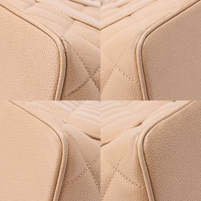 CHANEL Matelasse Reprint Tote Bag Caviar Skin Beige Gold-Tone Hardware, Pre-Owned