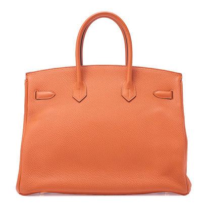 HERMES Birkin 35 Handbag Togo Orange Gold-Tone Hardware, Pre-Owned