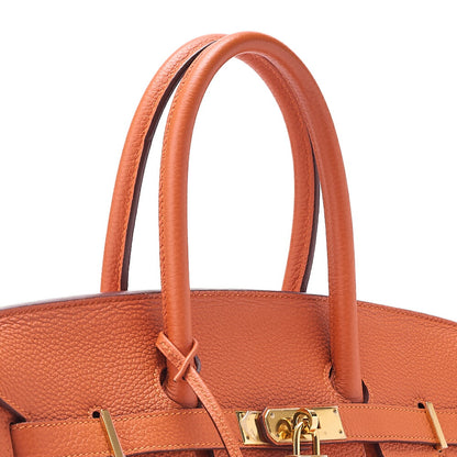 HERMES Birkin 35 Handbag Togo Orange Gold-Tone Hardware, Pre-Owned