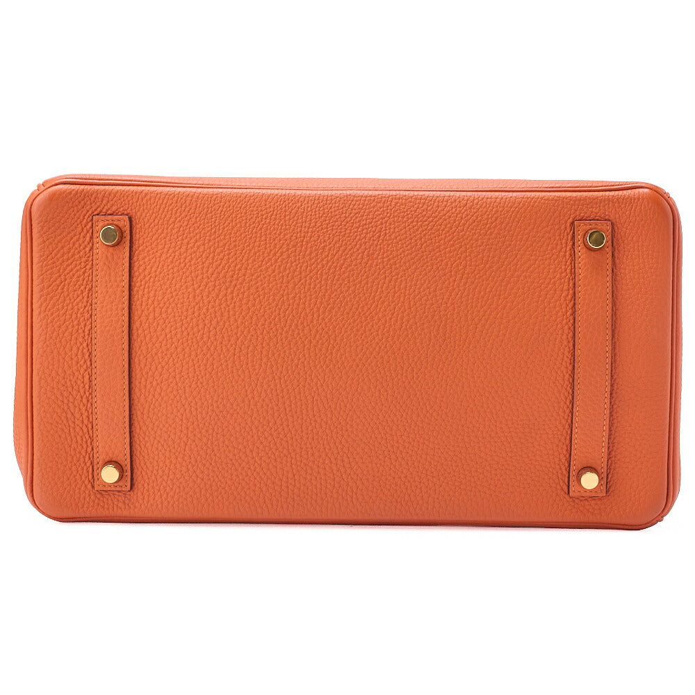 HERMES Birkin 35 Handbag Togo Orange Gold-Tone Hardware, Pre-Owned