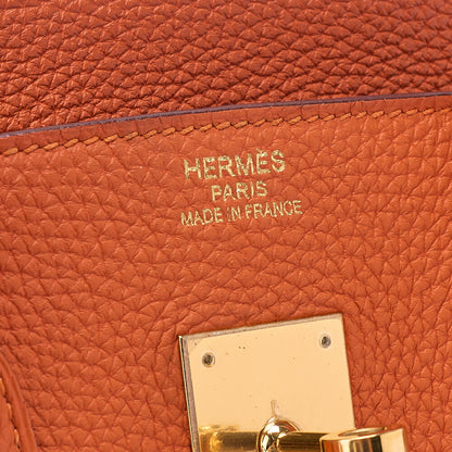 HERMES Birkin 35 Handbag Togo Orange Gold-Tone Hardware, Pre-Owned