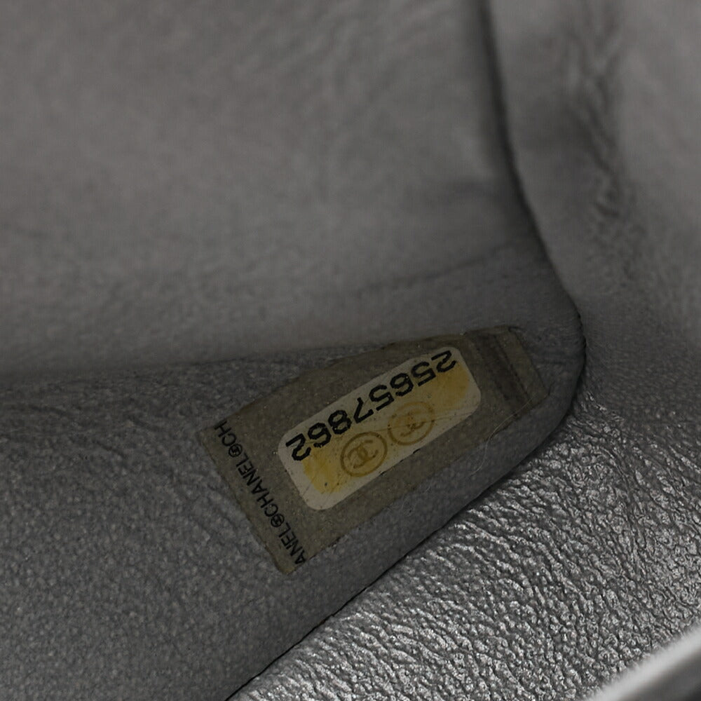 CHANEL Chevron Double Flap Chain Shoulder Enamel Silver-Tone Hardware, Pre-Owned