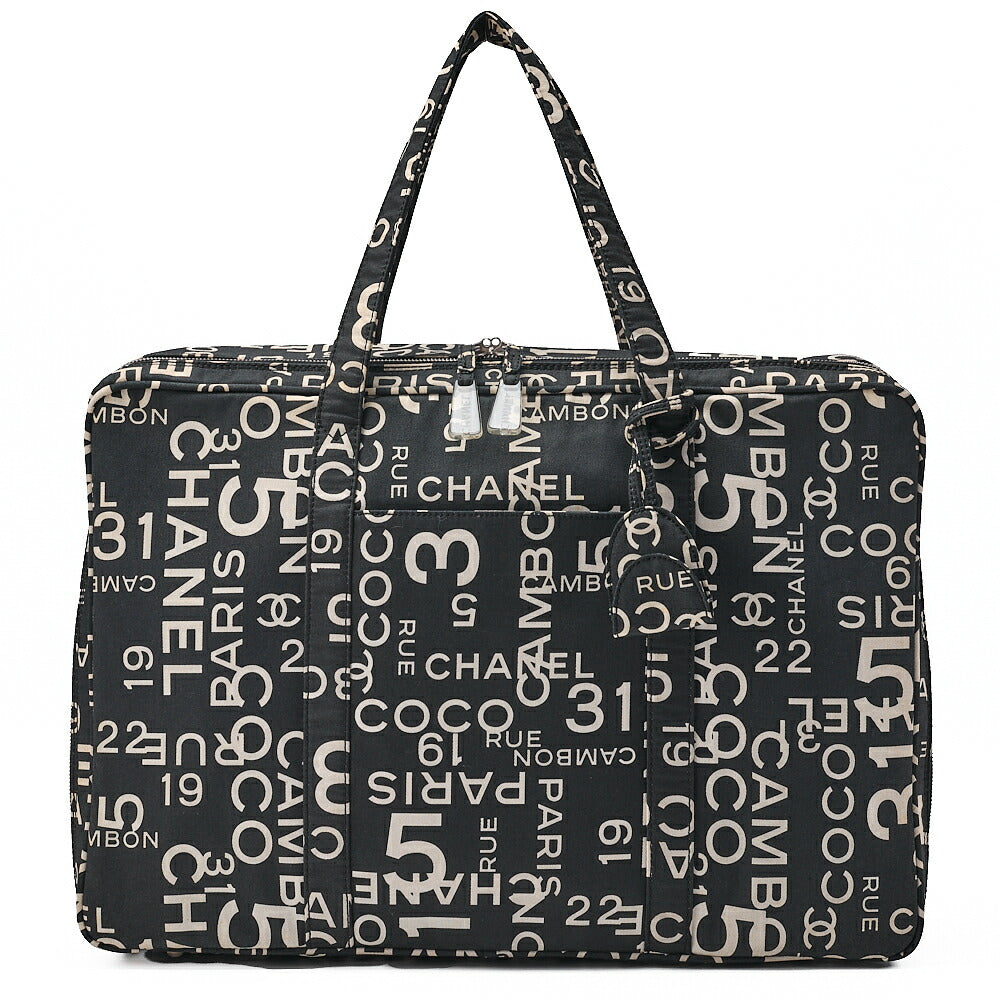 CHANEL Canvas Bi-See Large Size Tote Bag Black X White Silver-Tone Hardware, Pre-Owned