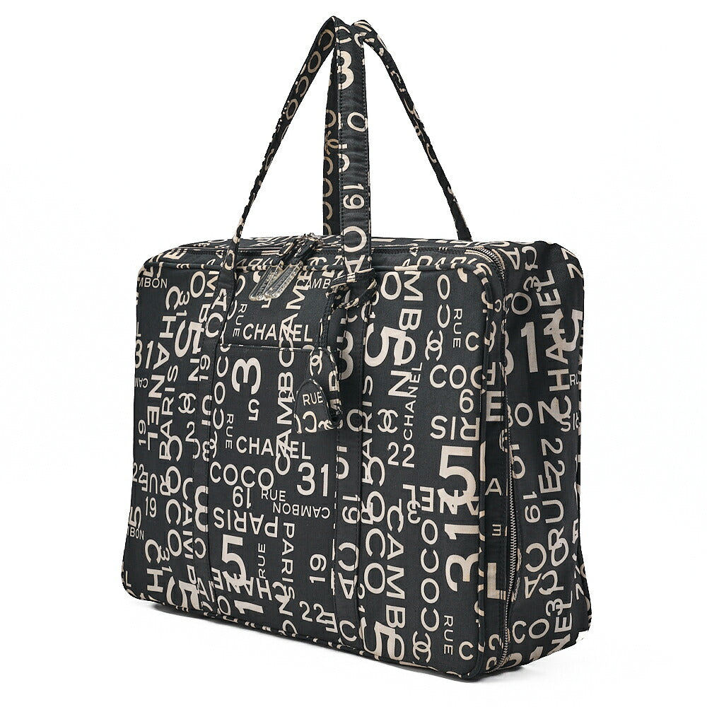 CHANEL Canvas Bi-See Large Size Tote Bag Black X White Silver-Tone Hardware, Pre-Owned