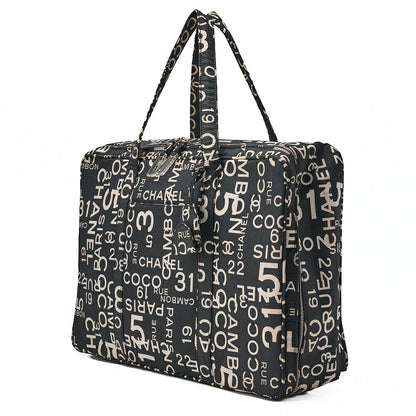 CHANEL Canvas Bi-See Large Size Tote Bag Black X White Silver-Tone Hardware, Pre-Owned