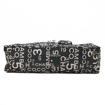 CHANEL Canvas Bi-See Large Size Tote Bag Black X White Silver-Tone Hardware, Pre-Owned