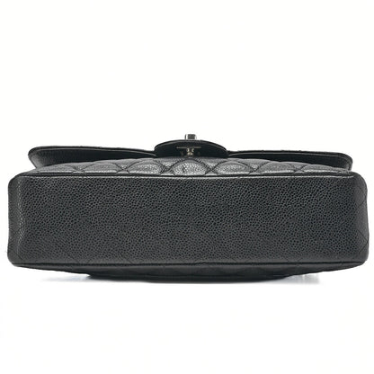 CHANEL Matelasse  25cm Double Flap Chain Shoulder Caviar Skin Black Silver-Tone Hardware, Pre-Owned