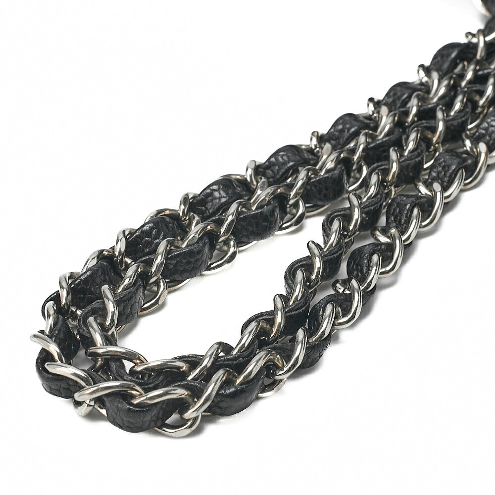 CHANEL Matelasse  25cm Double Flap Chain Shoulder Caviar Skin Black Silver-Tone Hardware, Pre-Owned