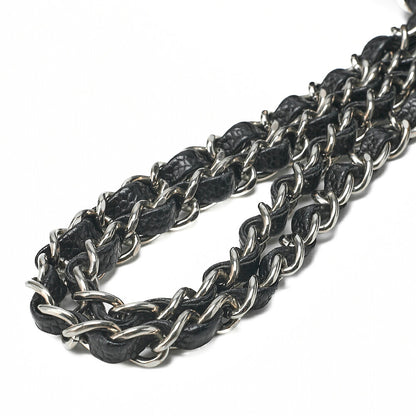 CHANEL Matelasse  25cm Double Flap Chain Shoulder Caviar Skin Black Silver-Tone Hardware, Pre-Owned
