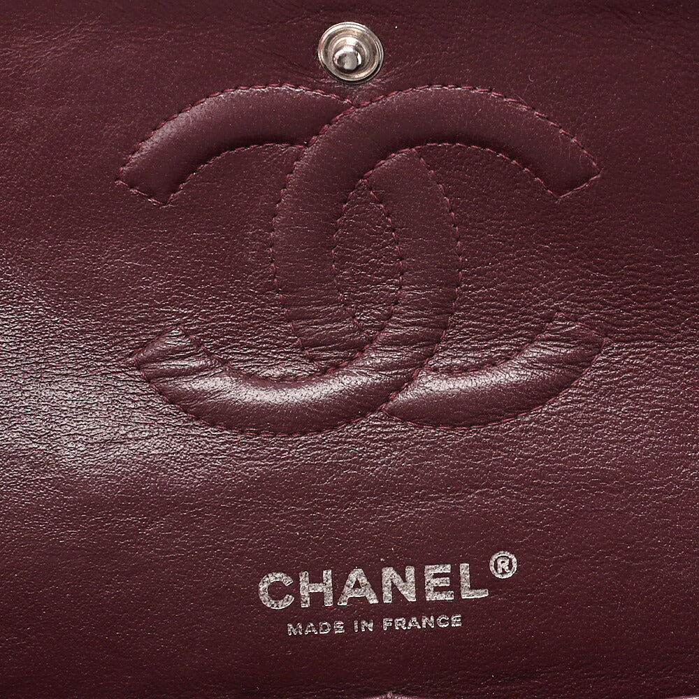 CHANEL Matelasse  25cm Double Flap Chain Shoulder Caviar Skin Black Silver-Tone Hardware, Pre-Owned