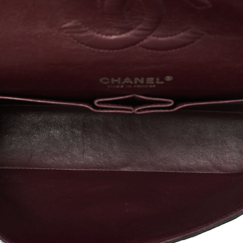 CHANEL Matelasse  25cm Double Flap Chain Shoulder Caviar Skin Black Silver-Tone Hardware, Pre-Owned