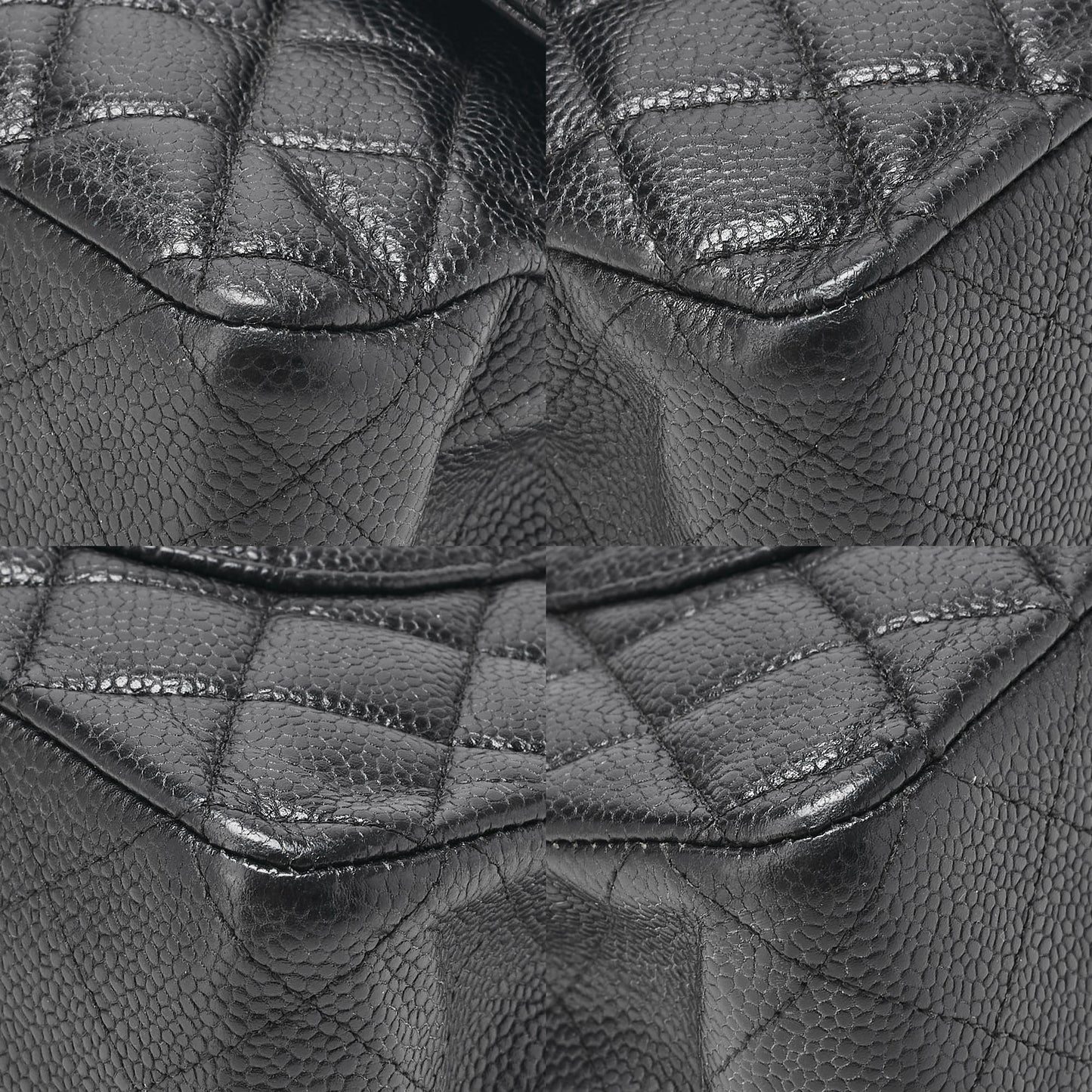 CHANEL Matelasse  25cm Double Flap Chain Shoulder Caviar Skin Black Silver-Tone Hardware, Pre-Owned