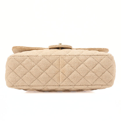 CHANEL Raffia x Hemp Deca Matelasse 30 Single Flap Chain Shoulder Beige Gold-Tone Hardware, Pre-Owned