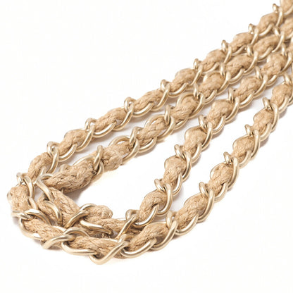 CHANEL Raffia x Hemp Deca Matelasse 30 Single Flap Chain Shoulder Beige Gold-Tone Hardware, Pre-Owned