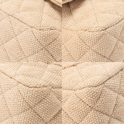 CHANEL Raffia x Hemp Deca Matelasse 30 Single Flap Chain Shoulder Beige Gold-Tone Hardware, Pre-Owned