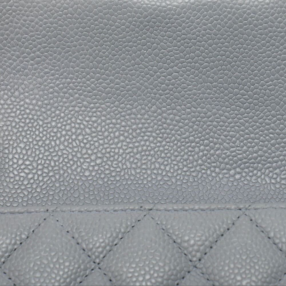 CHANEL Chain Shoulder Bag Mini Matelasse 17cm Caviar Skin Cool Grey Silver-Tone Hardware, Pre-Owned