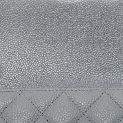 CHANEL Chain Shoulder Bag Mini Matelasse 17cm Caviar Skin Cool Grey Silver-Tone Hardware, Pre-Owned