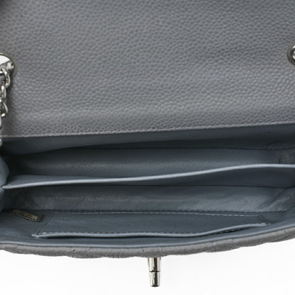 CHANEL Chain Shoulder Bag Mini Matelasse 17cm Caviar Skin Cool Grey Silver-Tone Hardware, Pre-Owned