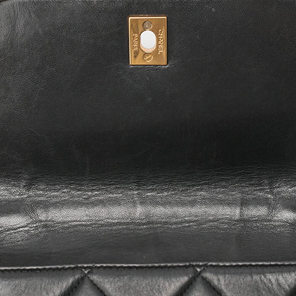 CHANEL Matelasse Trapezoidal Round Flap Single Chain Hand Lambskin Black Gold-Tone Hardware, Pre-Owned