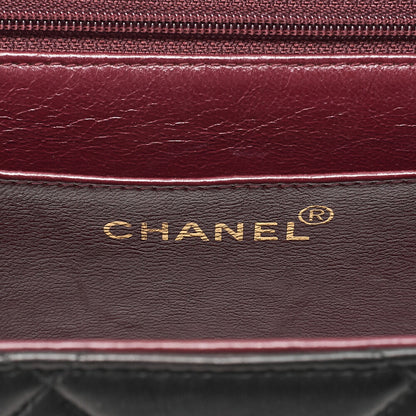CHANEL Matelasse Trapezoidal Round Flap Single Chain Hand Lambskin Black Gold-Tone Hardware, Pre-Owned