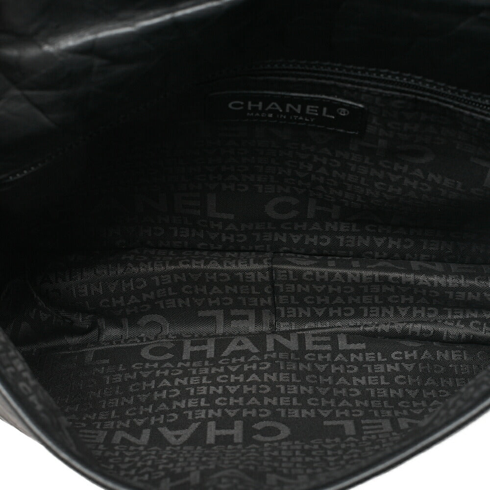 CHANEL Lambskin Logo Mark Chain Belt Waist Shoulder Black Silver-Tone Hardware, Pre-Owned