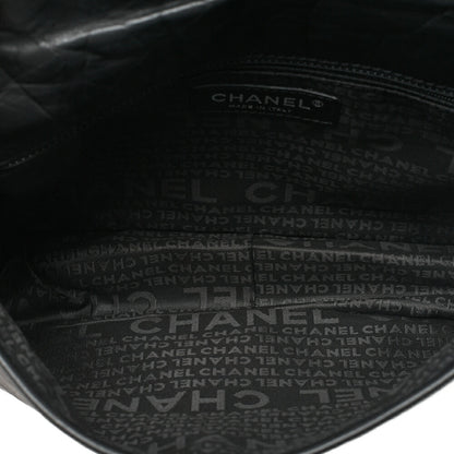CHANEL Lambskin Logo Mark Chain Belt Waist Shoulder Black Silver-Tone Hardware, Pre-Owned