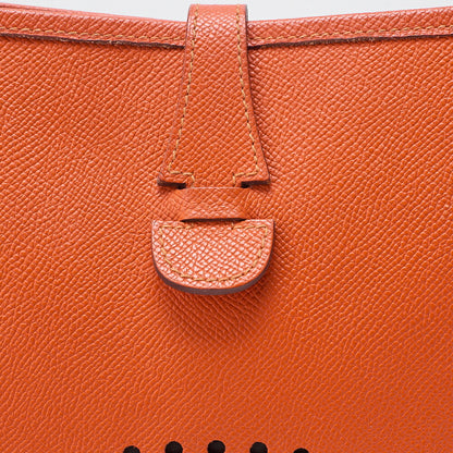 HERMES Evelyn PM3 Trois Epson Shoulder Bag Orange Silver-Tone Hardware, Pre-Owned