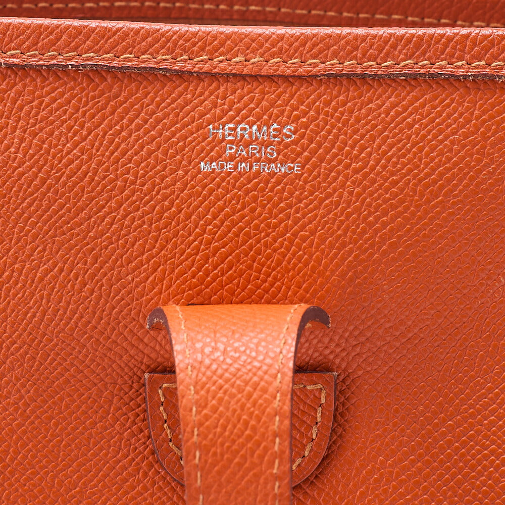 HERMES Evelyn PM3 Trois Epson Shoulder Bag Orange Silver-Tone Hardware, Pre-Owned