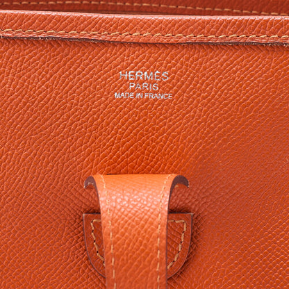 HERMES Evelyn PM3 Trois Epson Shoulder Bag Orange Silver-Tone Hardware, Pre-Owned