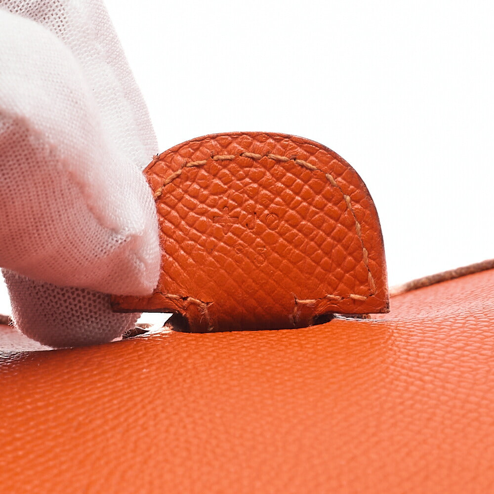 HERMES Evelyn PM3 Trois Epson Shoulder Bag Orange Silver-Tone Hardware, Pre-Owned