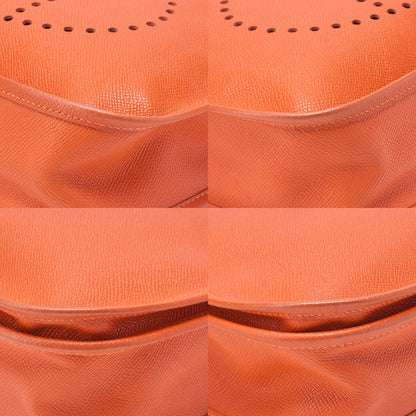 HERMES Evelyn PM3 Trois Epson Shoulder Bag Orange Silver-Tone Hardware, Pre-Owned