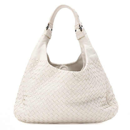 BOTTEGA VENETA Bottega Veneta Toad Bag Intrecciato Campana Lambskin White Black-Tone Hardware, Pre-Owned