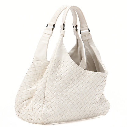 BOTTEGA VENETA Bottega Veneta Toad Bag Intrecciato Campana Lambskin White Black-Tone Hardware, Pre-Owned