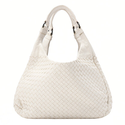 BOTTEGA VENETA Bottega Veneta Toad Bag Intrecciato Campana Lambskin White Black-Tone Hardware, Pre-Owned
