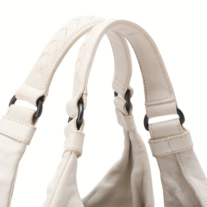 BOTTEGA VENETA Bottega Veneta Toad Bag Intrecciato Campana Lambskin White Black-Tone Hardware, Pre-Owned