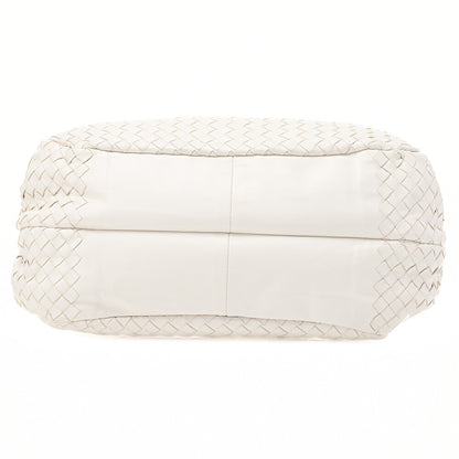 BOTTEGA VENETA Bottega Veneta Toad Bag Intrecciato Campana Lambskin White Black-Tone Hardware, Pre-Owned