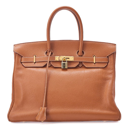 HERMES Birkin 35 Handbag Buffle Gold -Tone Hardware, Pre-Owned