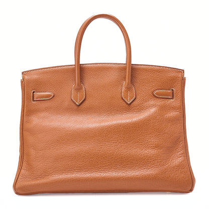 HERMES Birkin 35 Handbag Buffle Gold -Tone Hardware, Pre-Owned