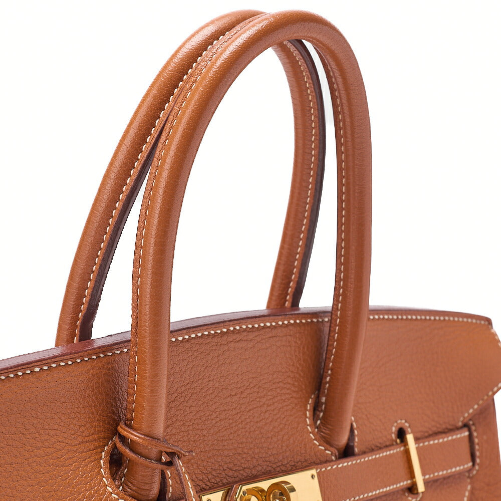 HERMES Birkin 35 Handbag Buffle Gold -Tone Hardware, Pre-Owned