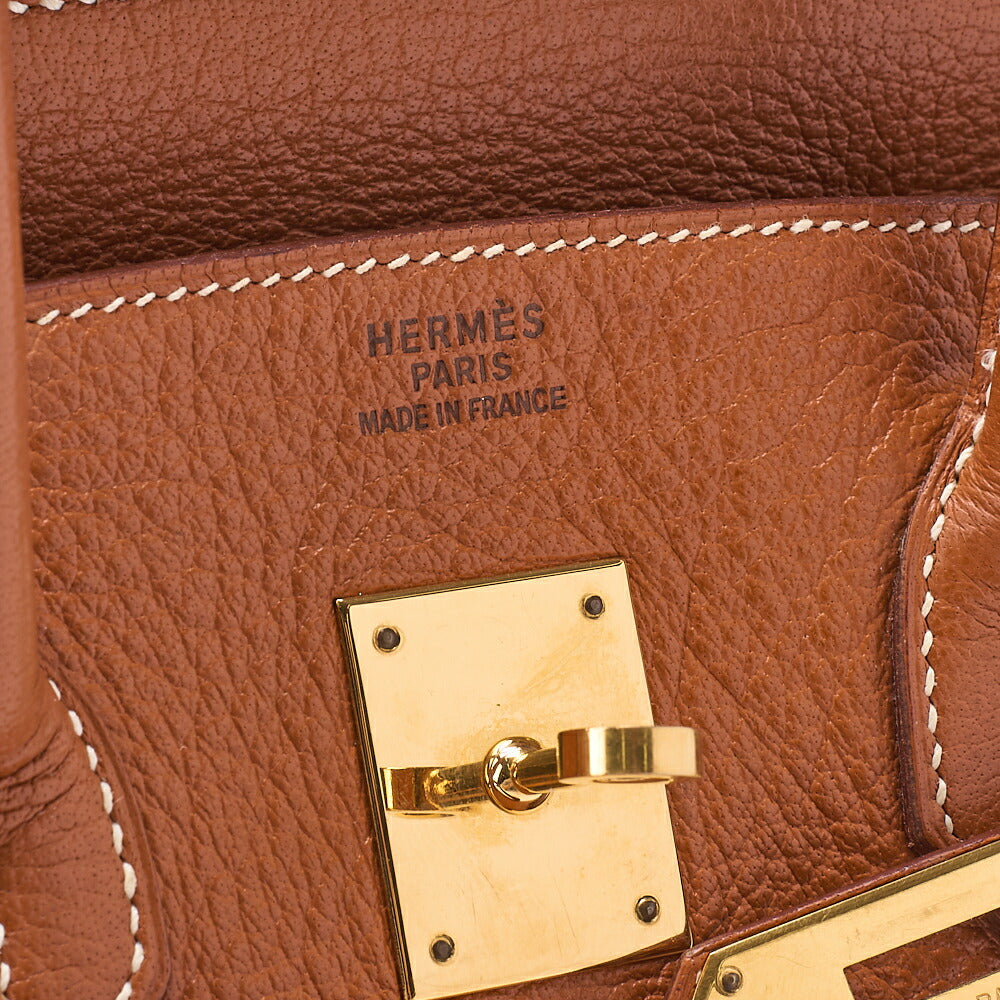 HERMES Birkin 35 Handbag Buffle Gold -Tone Hardware, Pre-Owned