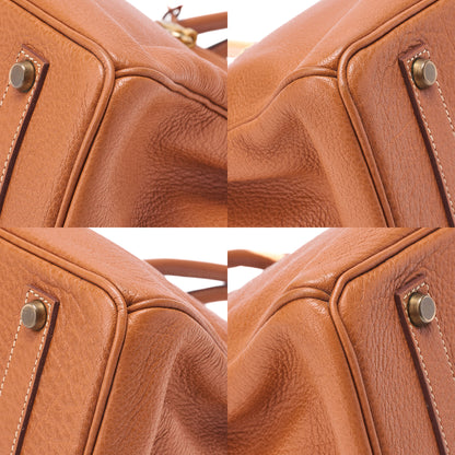 HERMES Birkin 35 Handbag Buffle Gold -Tone Hardware, Pre-Owned