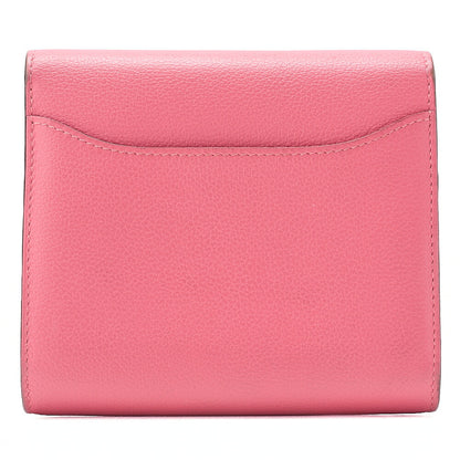 HERMES Constance Compact Bi-fold Wallet Epson Rose Azale Silver-Tone Hardware, Pre-Owned