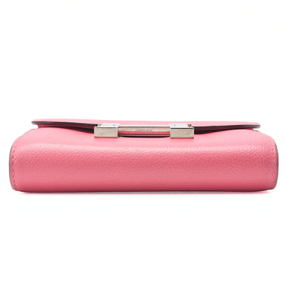 HERMES Constance Compact Bi-fold Wallet Epson Rose Azale Silver-Tone Hardware, Pre-Owned