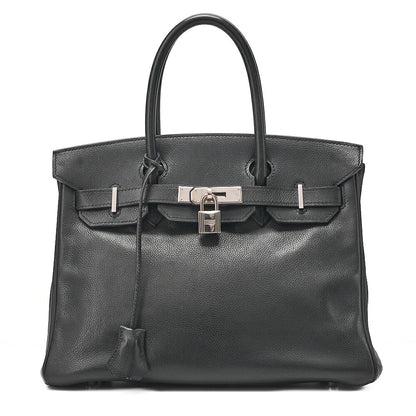 HERMES Birkin 30 Handbag Ardennes Black Silver-Tone Hardware, Pre-Owned